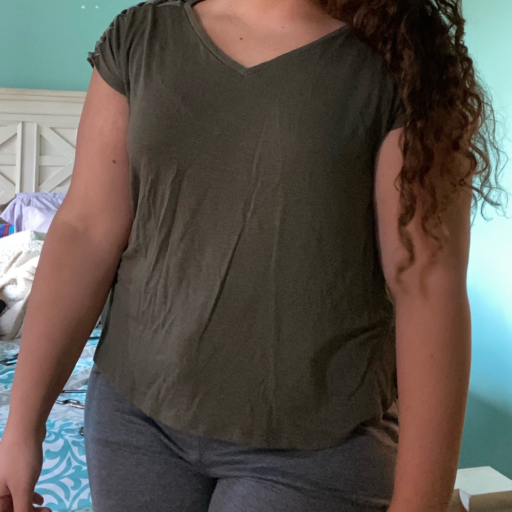 -army green v-neck